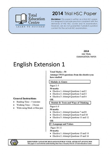 2014 Trial HSC English Extension 1