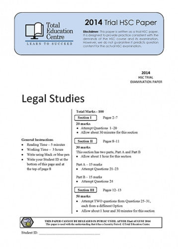 2014 Trial HSC Legal Studies