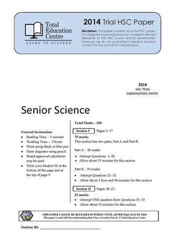 2014 Trial HSC Senior Science paper