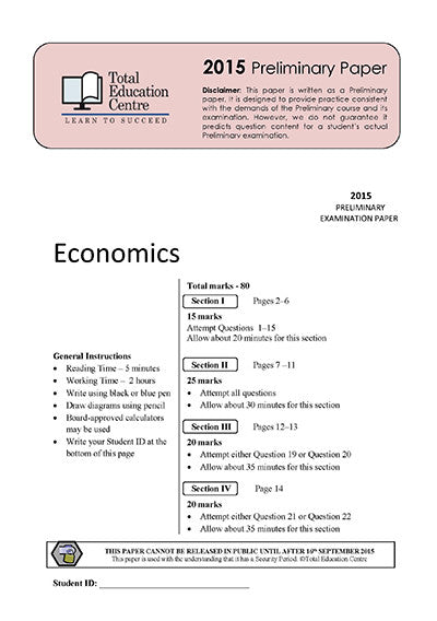 2015 Trial Prelim (Yr 11) Economics