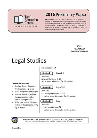 2015 Trial Prelim (Yr 11) Legal Studies