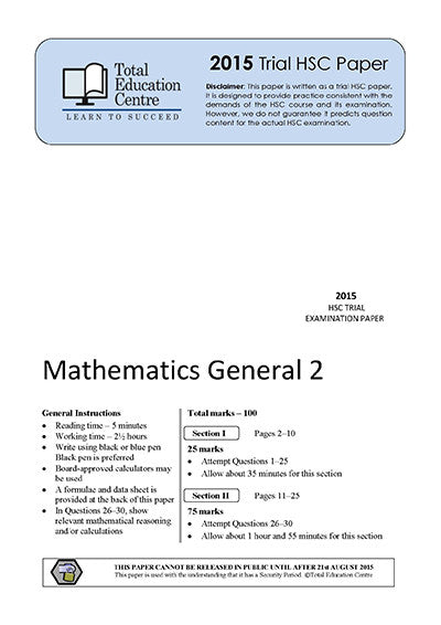 2015 Trial HSC General Mathematics