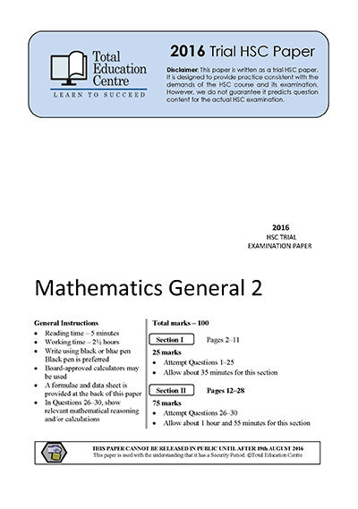 2016 Trial HSC General Mathematics