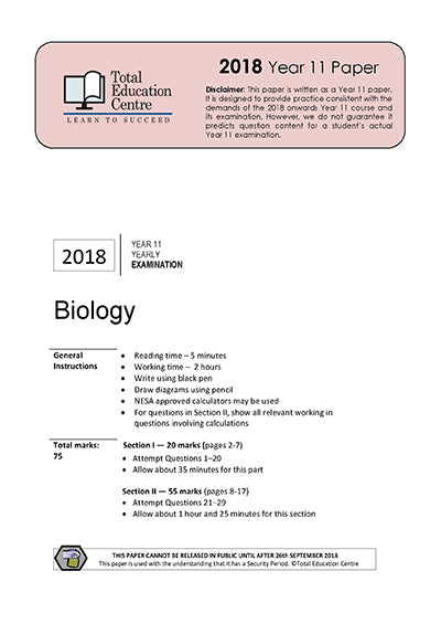 2018 Biology Year 11