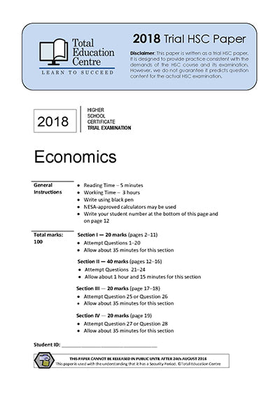 2018 Trial HSC Economics