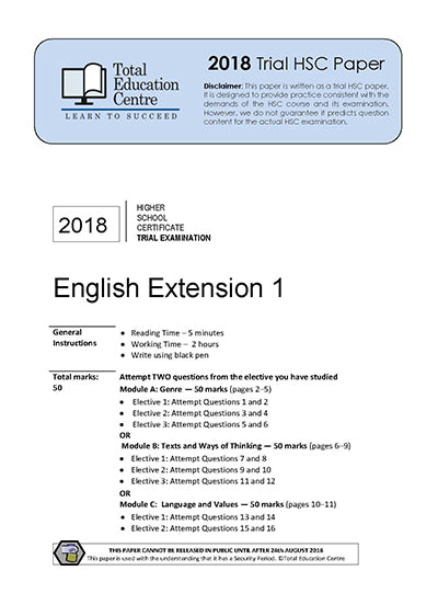 2018 Trial HSC English Extension 1