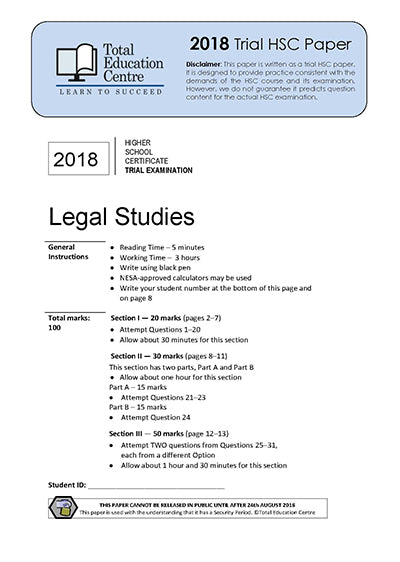2018 Trial HSC Legal Studies