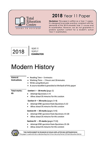 2018 Modern History Year 11