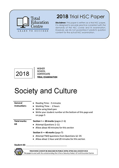 2018 Trial HSC Society and Culture