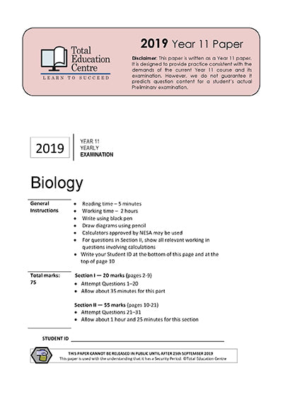 2019 Biology Year 11