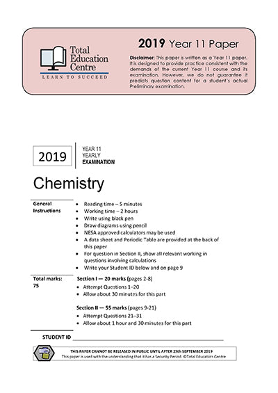 2019 Chemistry Year 11