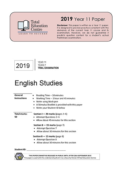 2019 English Studies Year 11