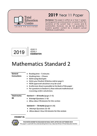2019 Maths Standard 2 Yr 11