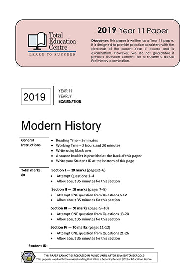 2019 Modern History Year 11