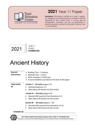 2021 Ancient History Year 11