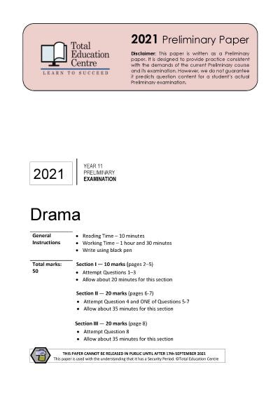 2021 Preliminary (Yr 11) Drama
