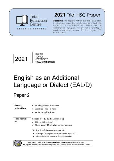 2021 English EAL/D HSC Paper 2