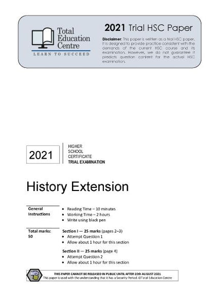 2021 Trial HSC Extension History