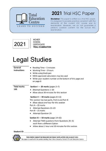 2021 Trial HSC Legal Studies