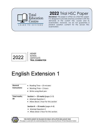 2022 Trial HSC English Extension 1