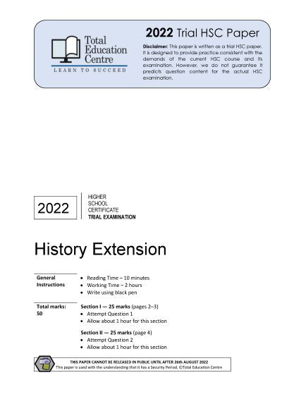 2022 Trial HSC Extension History