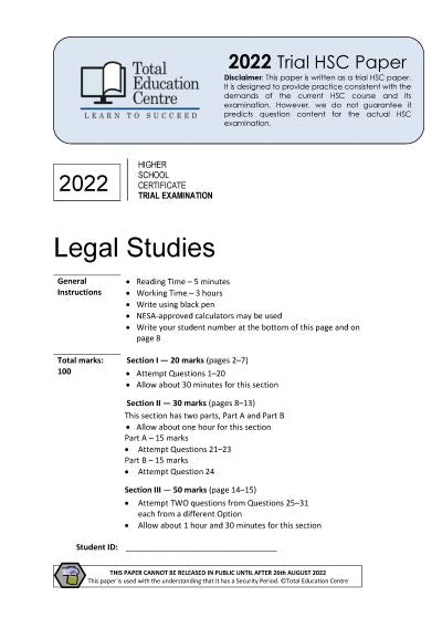 2022 Trial HSC Legal Studies