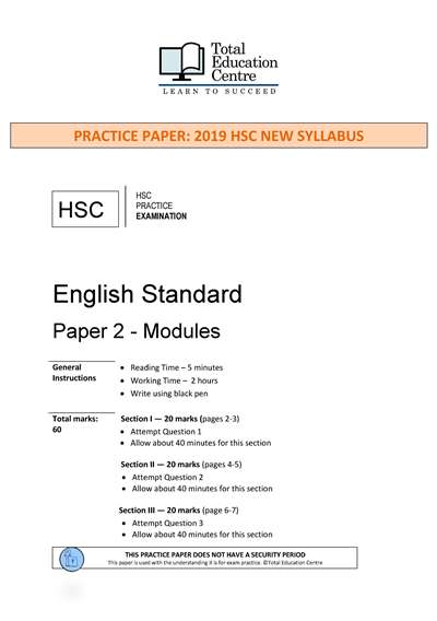 Practice HSC English STANDARD Paper 2: Modules