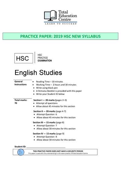 Practice HSC English STUDIES exam paper