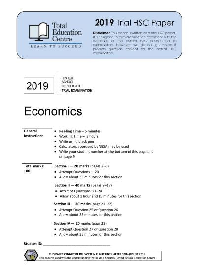 2019 Trial HSC Economics