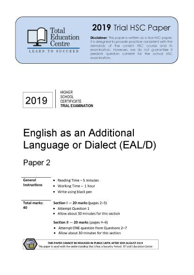 2019 English EALD HSC Paper 2