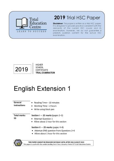 2019 Trial HSC English Extension 1