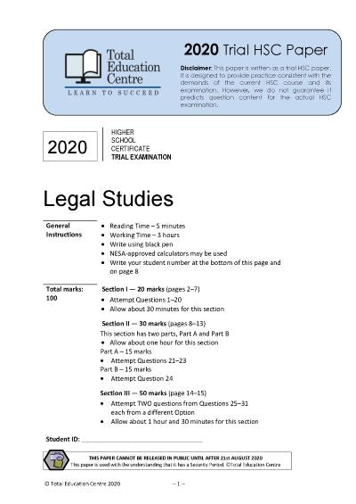 2020 Trial HSC Legal Studies