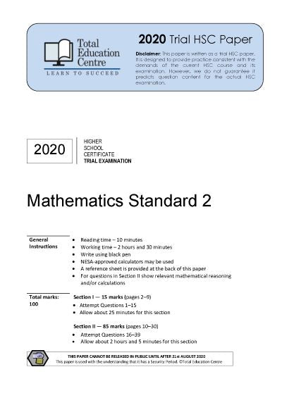 2020 Maths Standard 2 HSC Trial