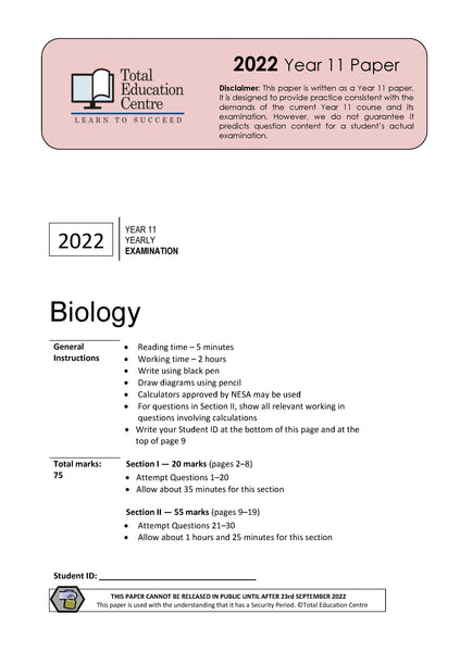 2022 Biology Year 11