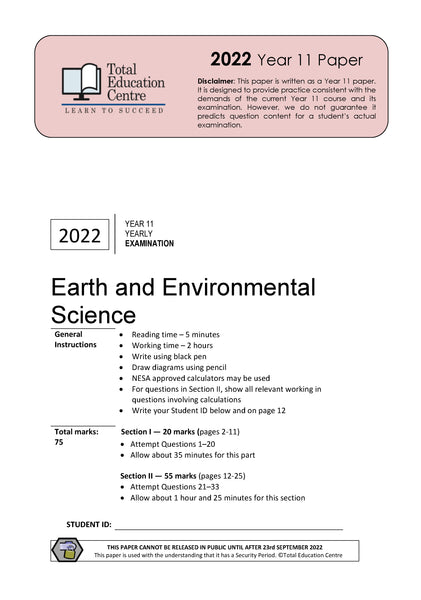 2022 Earth and Environmental Science Yr 11