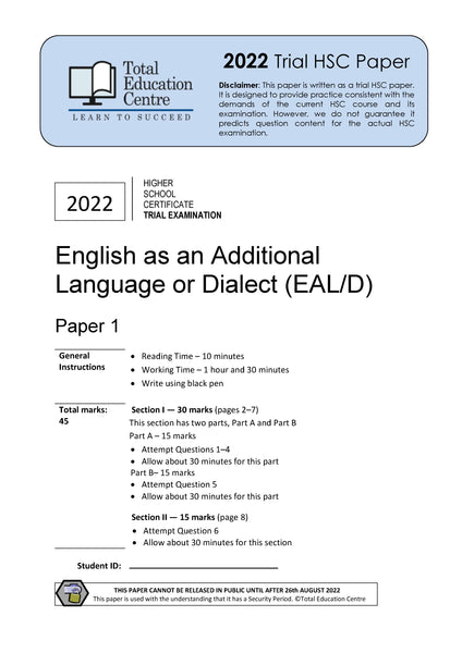 2022 English EAL/D HSC Paper 1