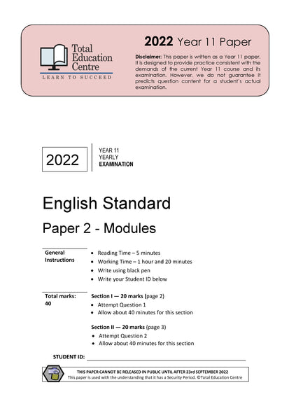 2022 English Standard Year 11 - Paper 2 Modules