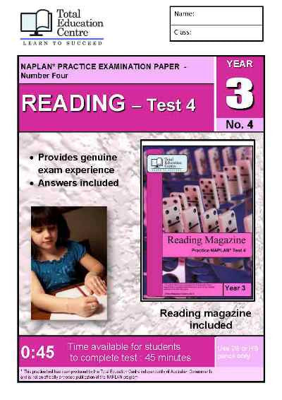 Year 3 NAPLAN Reading Test 4