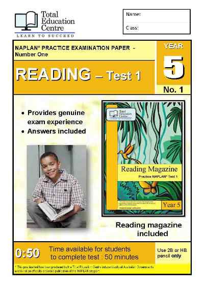 Year 5 NAPLAN Reading Test 1