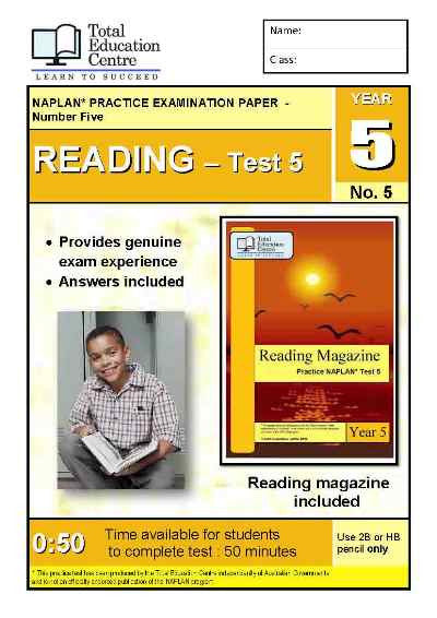 Year 5 NAPLAN Reading Test 5