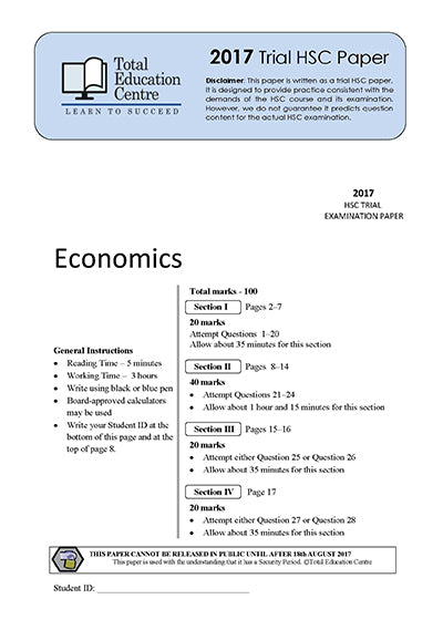 2017 Trial HSC Economics