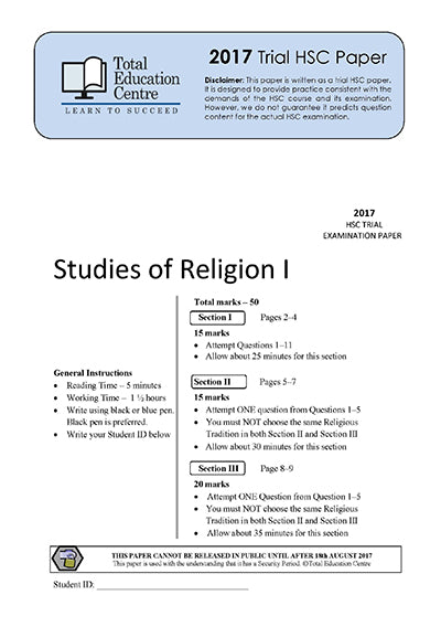 2017 Trial HSC Studies of Religion 1