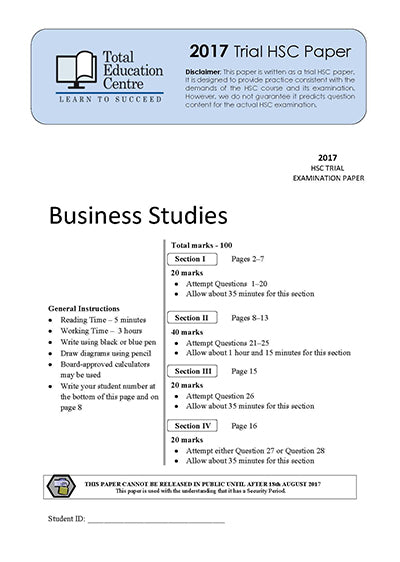 2017 Trial HSC Business Studies
