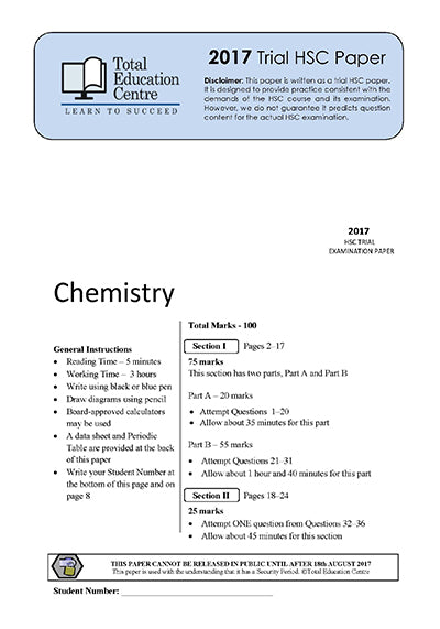 2017 Trial HSC Chemistry paper