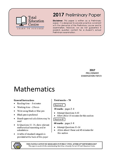 2017 Preliminary Mathematics (Yr 11)
