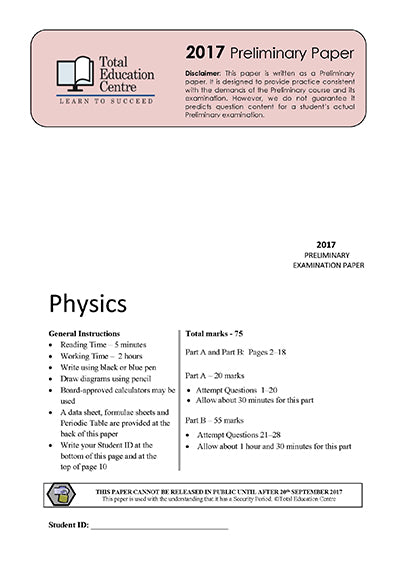 2017 Preliminary Physics (Yr 11)
