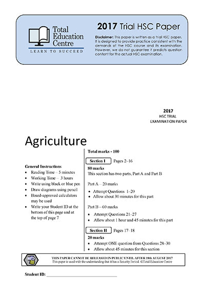 2017 Trial HSC Agriculture paper